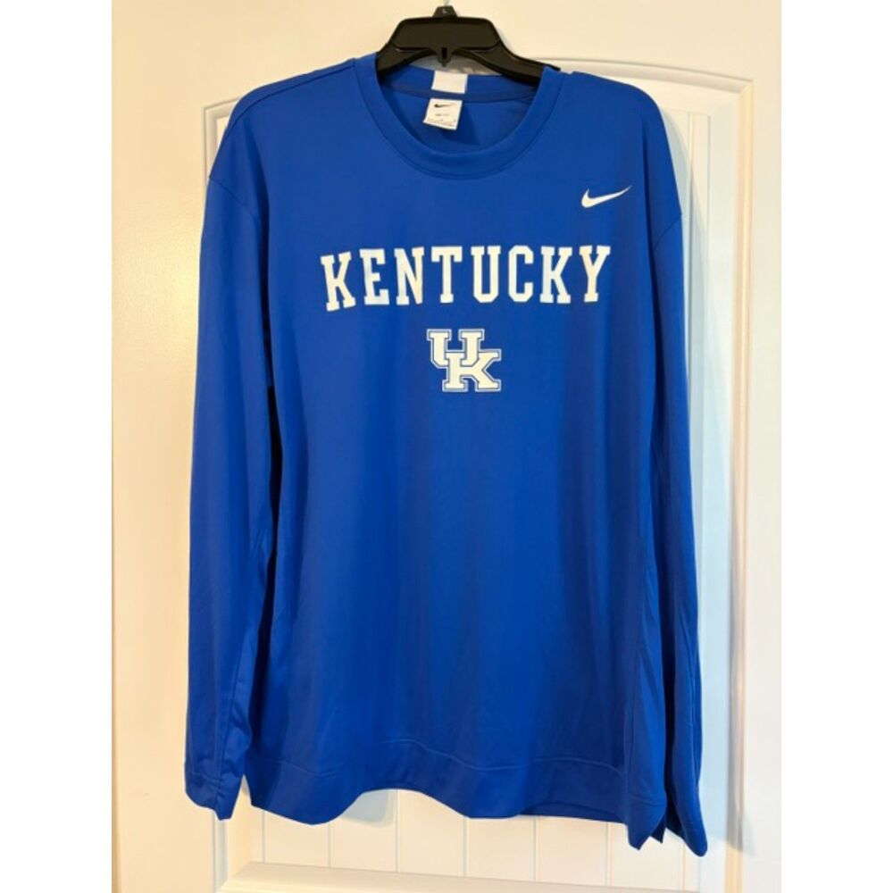 University of Kentucky Nike T-Shirt Men's L Royal Blue Dri-Fit Long Sleeve